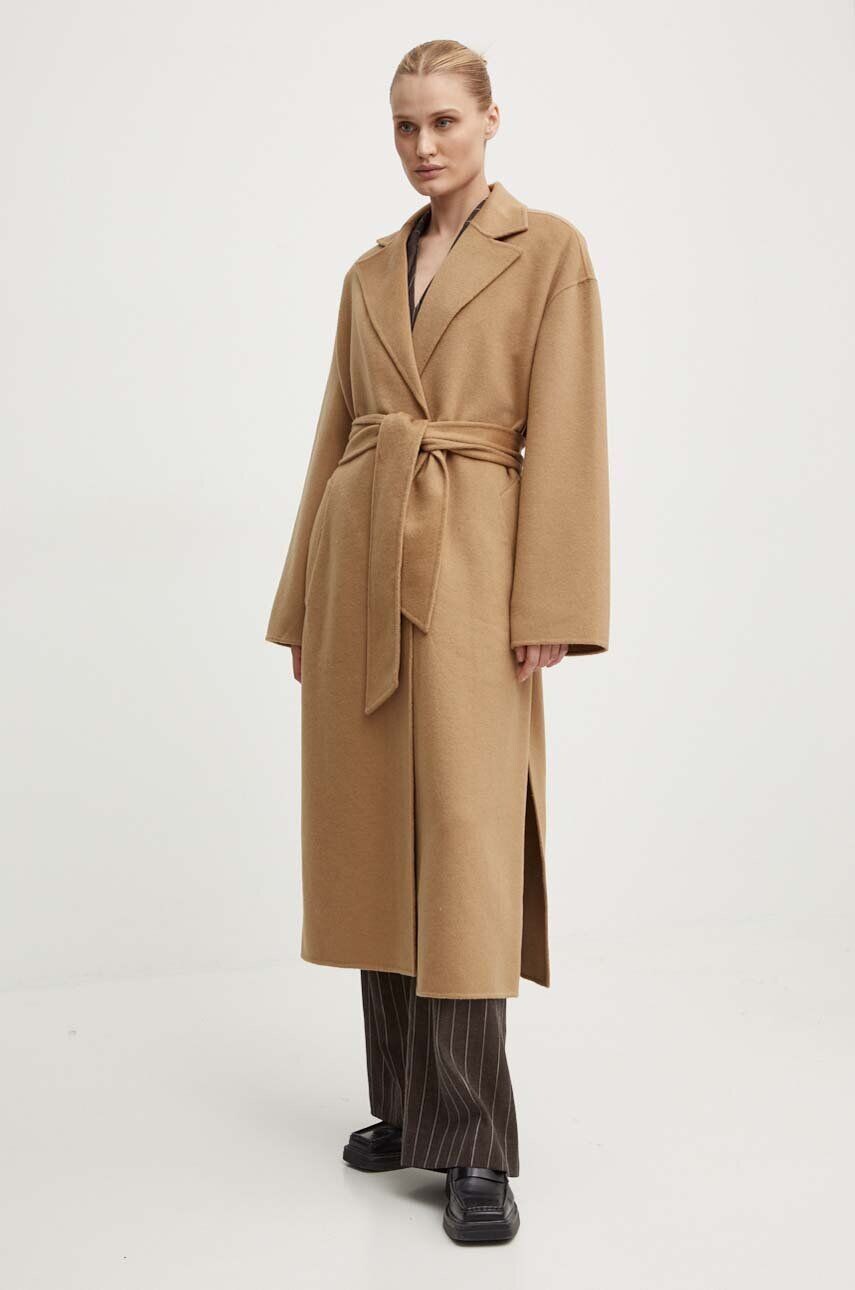 

Шерстяное плащ Райт - Double Faced Wool Day Birger et Mikkelsen, коричневый