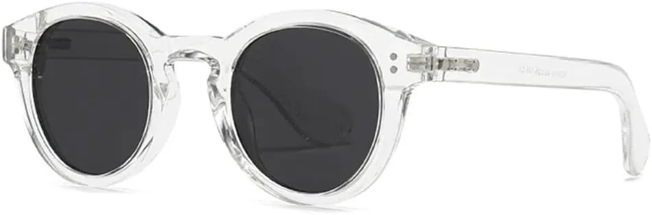 

Винтажные круглые солнцезащитные очки для женщин, модные заклепки, панк, мужские солнцезащитные очки с защитой от УФ-излучения UV400 TVTBBVV, Transparent Gray