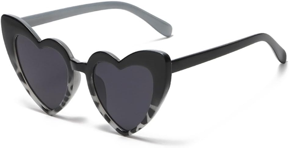 

Солнцезащитные очки в форме сердца для женщин, «кошачий глаз», женские солнцезащитные очки в стиле ретро, ​​черные с красным, мужские очки большого размера LVTFCO, Black Leopard
