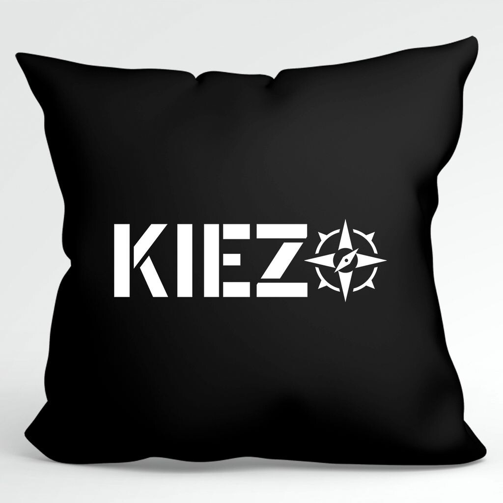 

УРАА! Подушка Kiez Compass с надписью декоративная наволочка без наполнения 40х40см черная с мотивом для гамбургеров Hellweg Druckerei