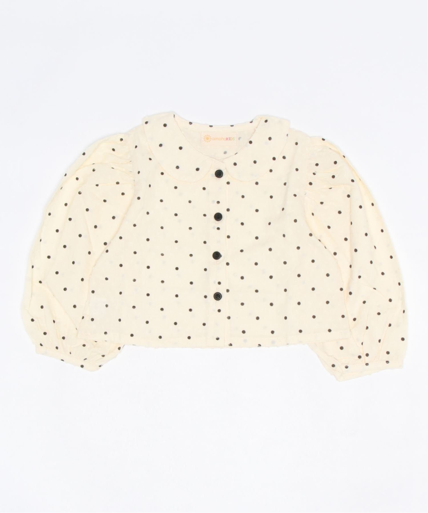Блузка в горошек с пышными рукавами в стиле принцессы Aimoha Kids, beige — фото 3