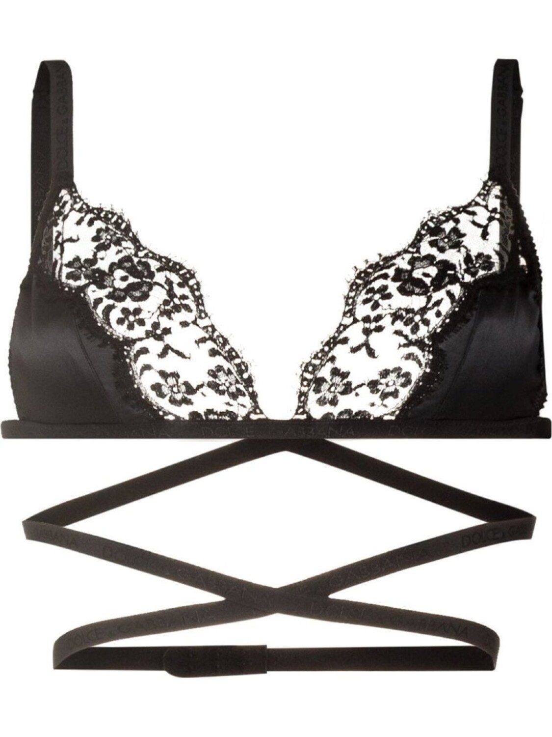 

Dolce & Gabbana атласный бюстгальтер с кружевом, черный