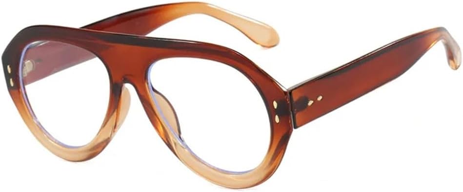 

Круглые градиентные солнцезащитные очки для женщин и мужчин с защитой от УФ-излучения UV400 в стиле панк с заклепками и широкими дужками, подходящие для занятий спортом на открытом воздухе и верховой езды UYPTK, Tea Clear