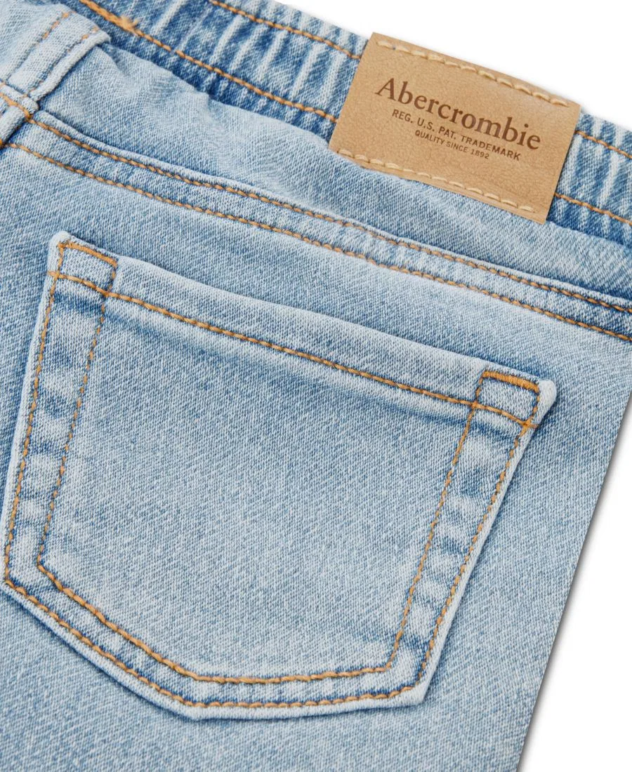 Детские джинсы-мальчики из денима с жаккардовым рисунком Abercrombie Kids, синий — фото 3