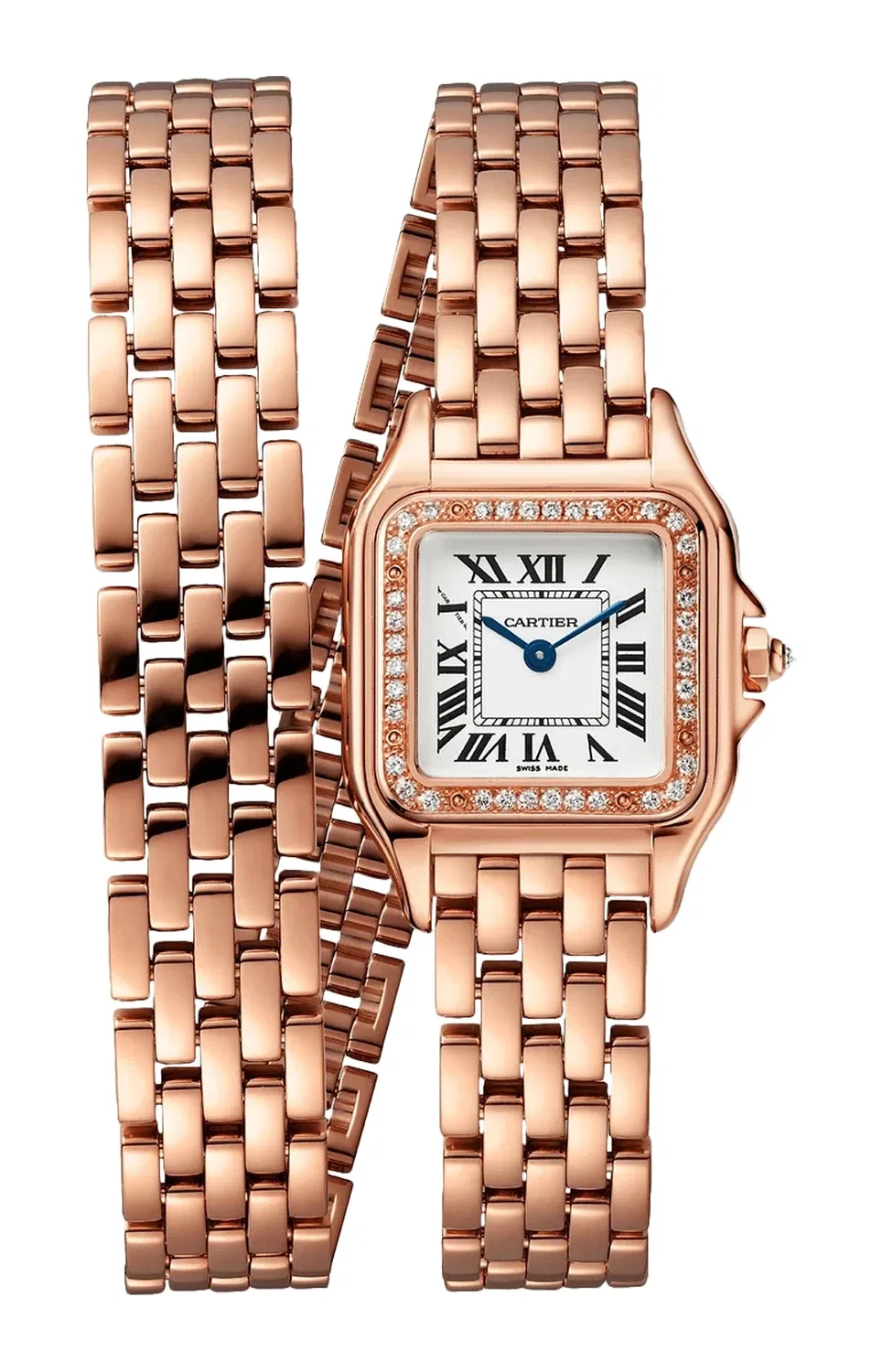 PANTHÈRE DE CARTIER МОДЕЛЬ PICCOLO, РОЗОВОЕ ЗОЛОТО, ДИАМАНТЫ, КВАРЦ - WJPN0069, золотой