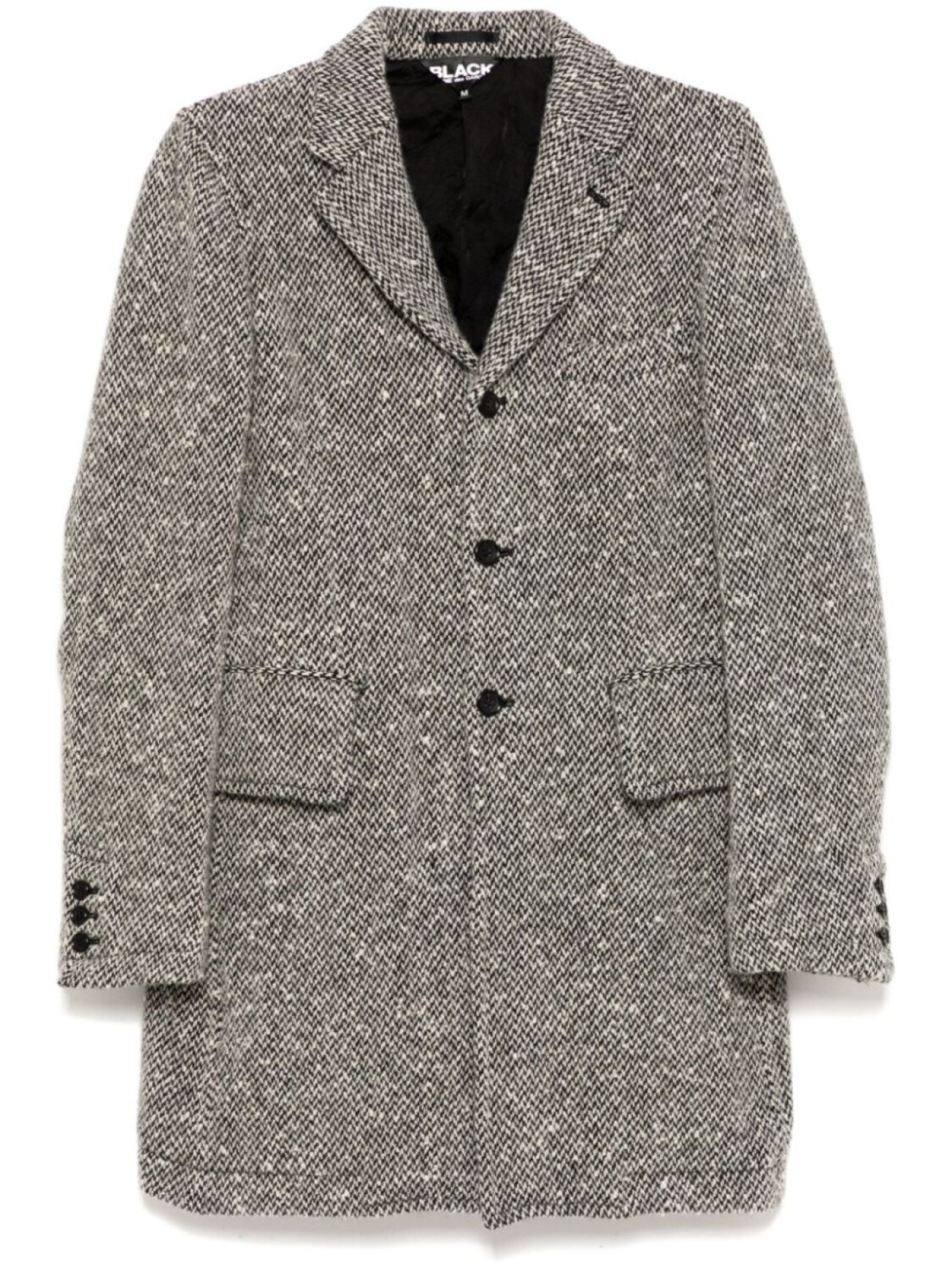 

Твидовое пальто с узором в елочку Black Comme Des Garçons, серый