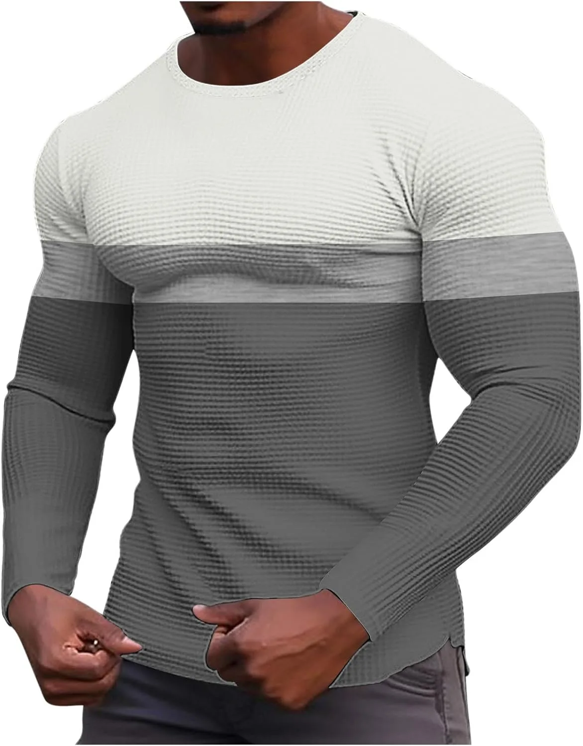 

Мужская футболка с длинным рукавом Color Block Casual Loose Fit Crewneck Muscularfit