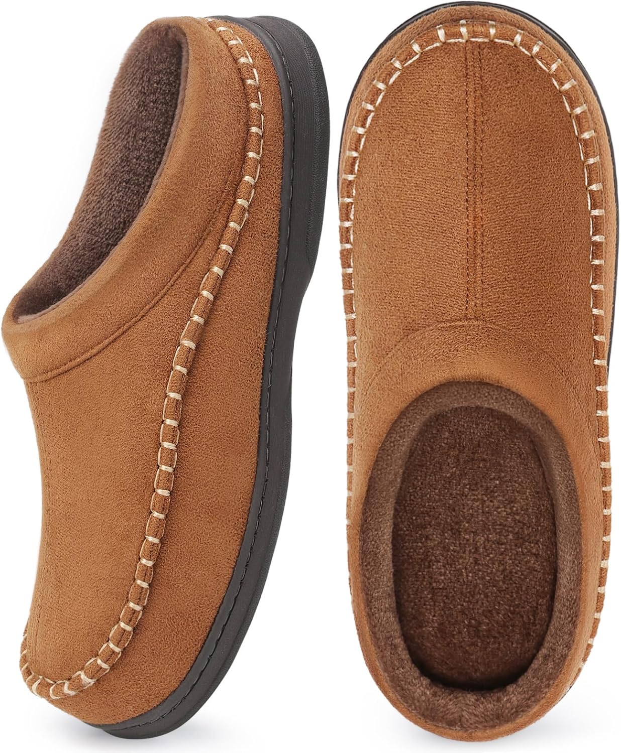 

Мужские домашние туфли ATHMILE с меховой подкладкой, теплые мокасины с памятью формы, уютные зимние тапочки для дома, спальни, для использования внутри и снаружи, светло-коричневый