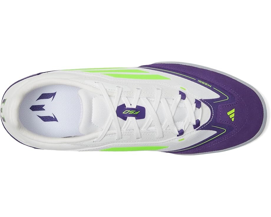 Кроссовки Unisex adidas F50 Freestyle 24 Messi Indoor, цвет White/Lucid Lemon/Unity Purple — фото 2