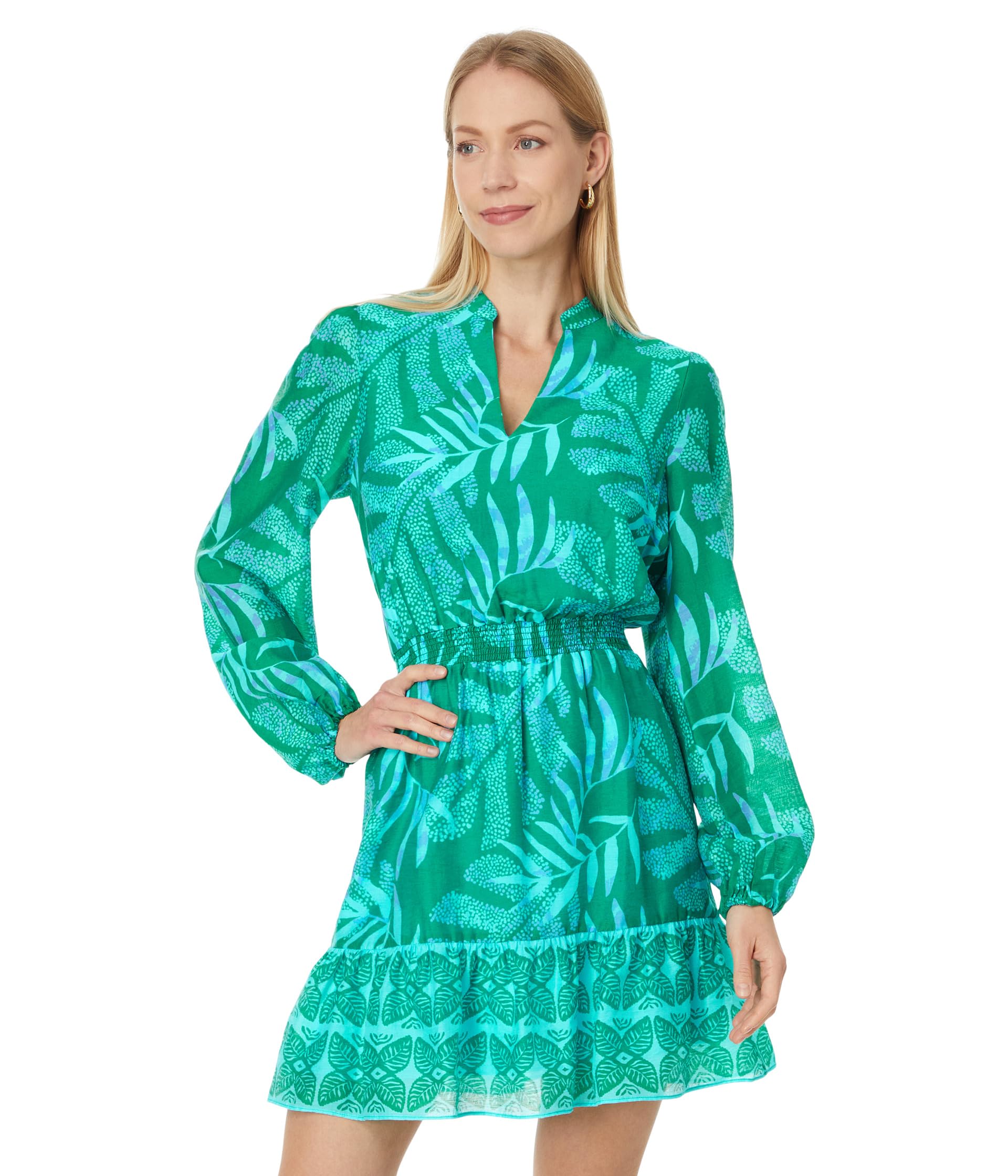 

Платье Lilly Pulitzer Axton Dress, Fiddle Leaf Green Its A Jungle Out There Engineered Woven Dress