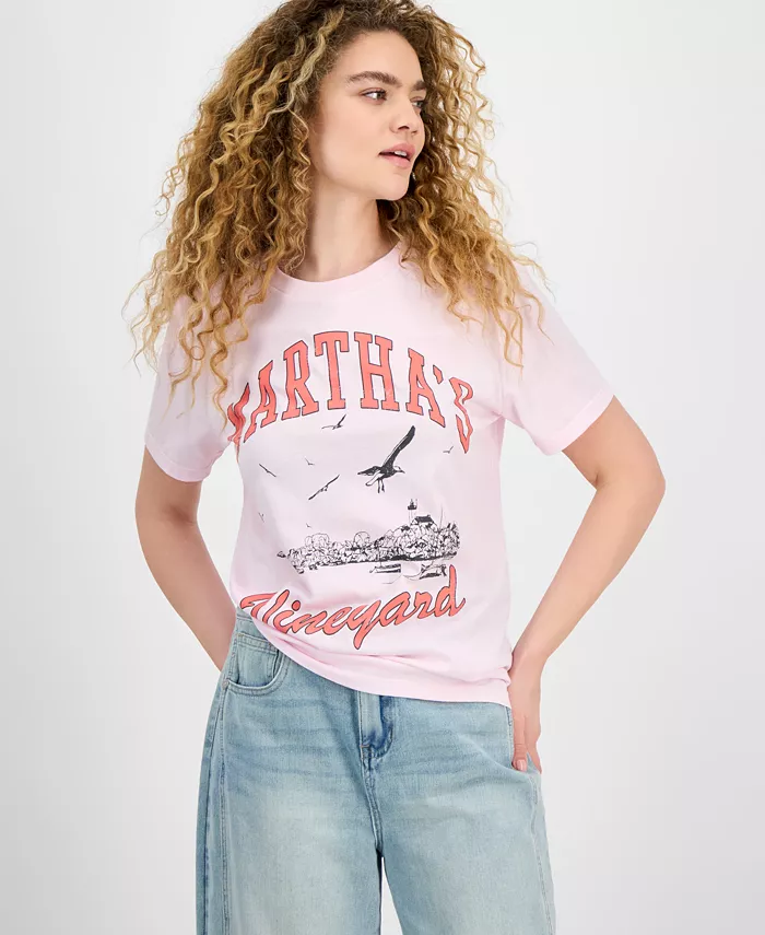 

Футболка с принтом Martha's Vineyard для подростков Grayson Threads, The Label, розовый