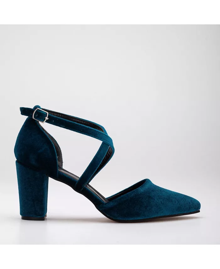 Женские туфли Sina Criss Cross с блочным каблуком Forever & Always Shoes, синий