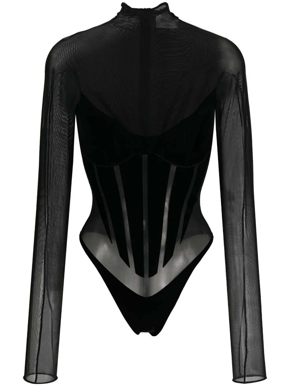 

Боди с прозрачной вставкой Wolford, черный