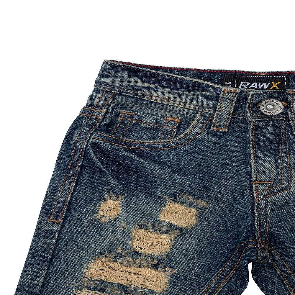 Модные рваные и ремонтные джинсы с пятью карманами для мальчиков 2–4 лет RawX, синий — фото 3