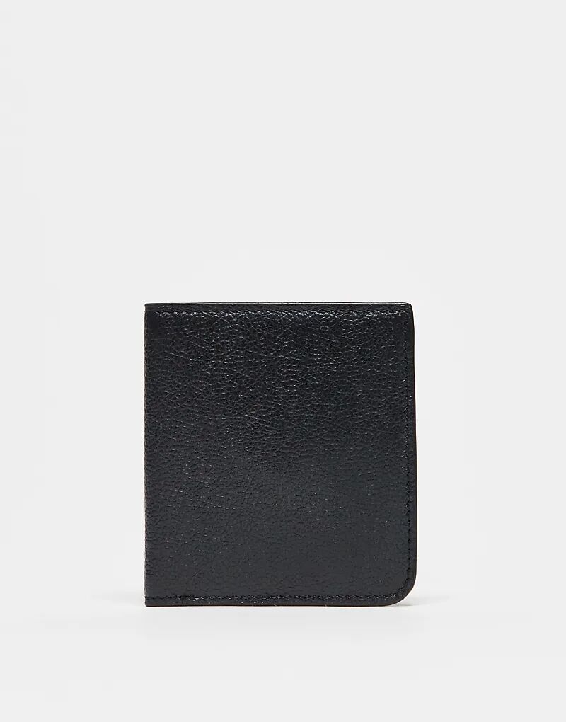 

Кошелек ASOS DESIGN из зернистой коровьей кожи черного цвета