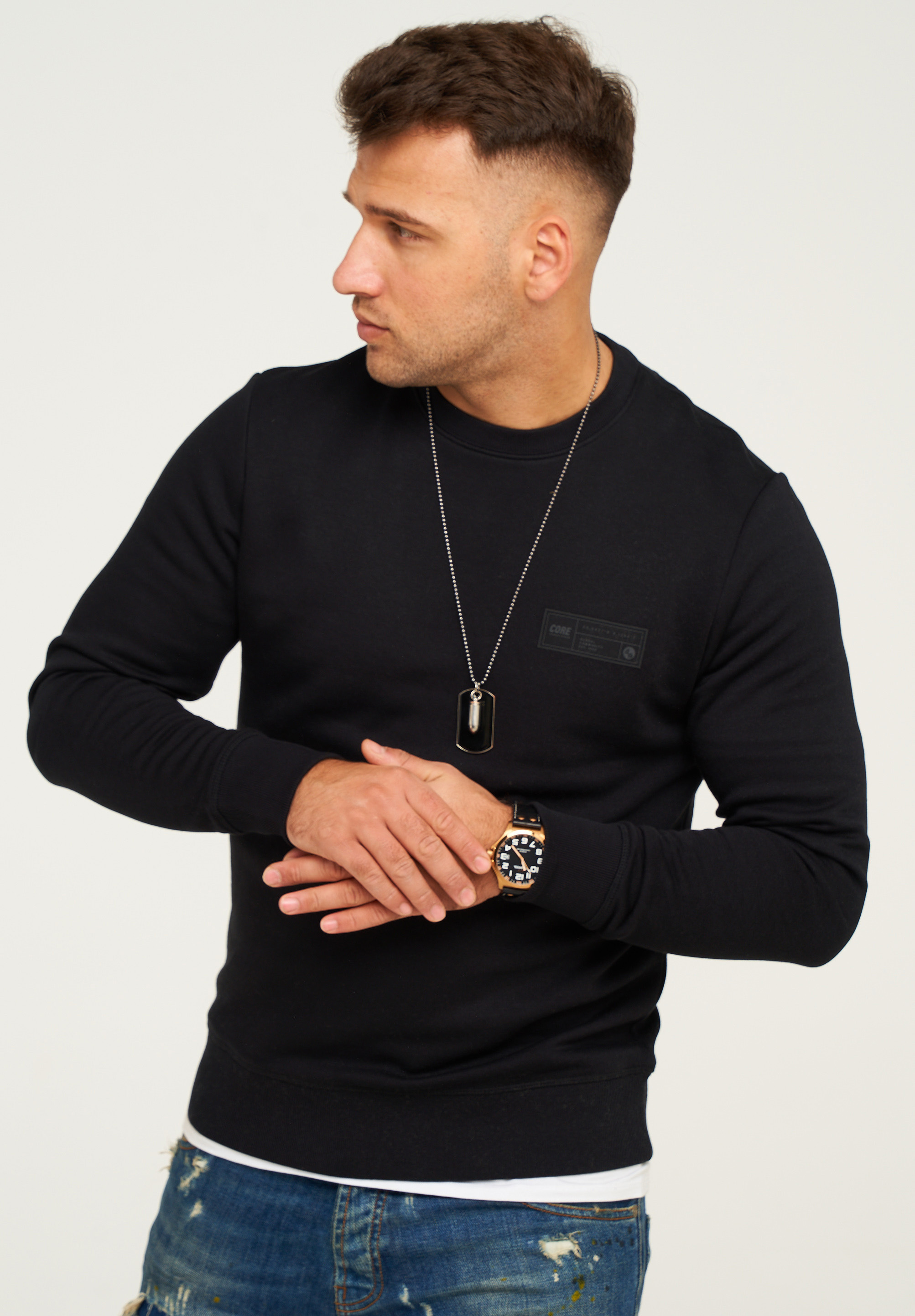 

Толстовка Jack & Jones POPS SWEAT CREW NECK, черный