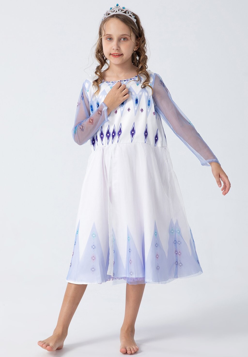 

Коктейльное платье / Вечернее платье KOSTÜM KLEID FÜR EISKÖNIGIN ELSA FANS MIT KLEBETATTOO UND HAARREIF Corimori, светло-голубой