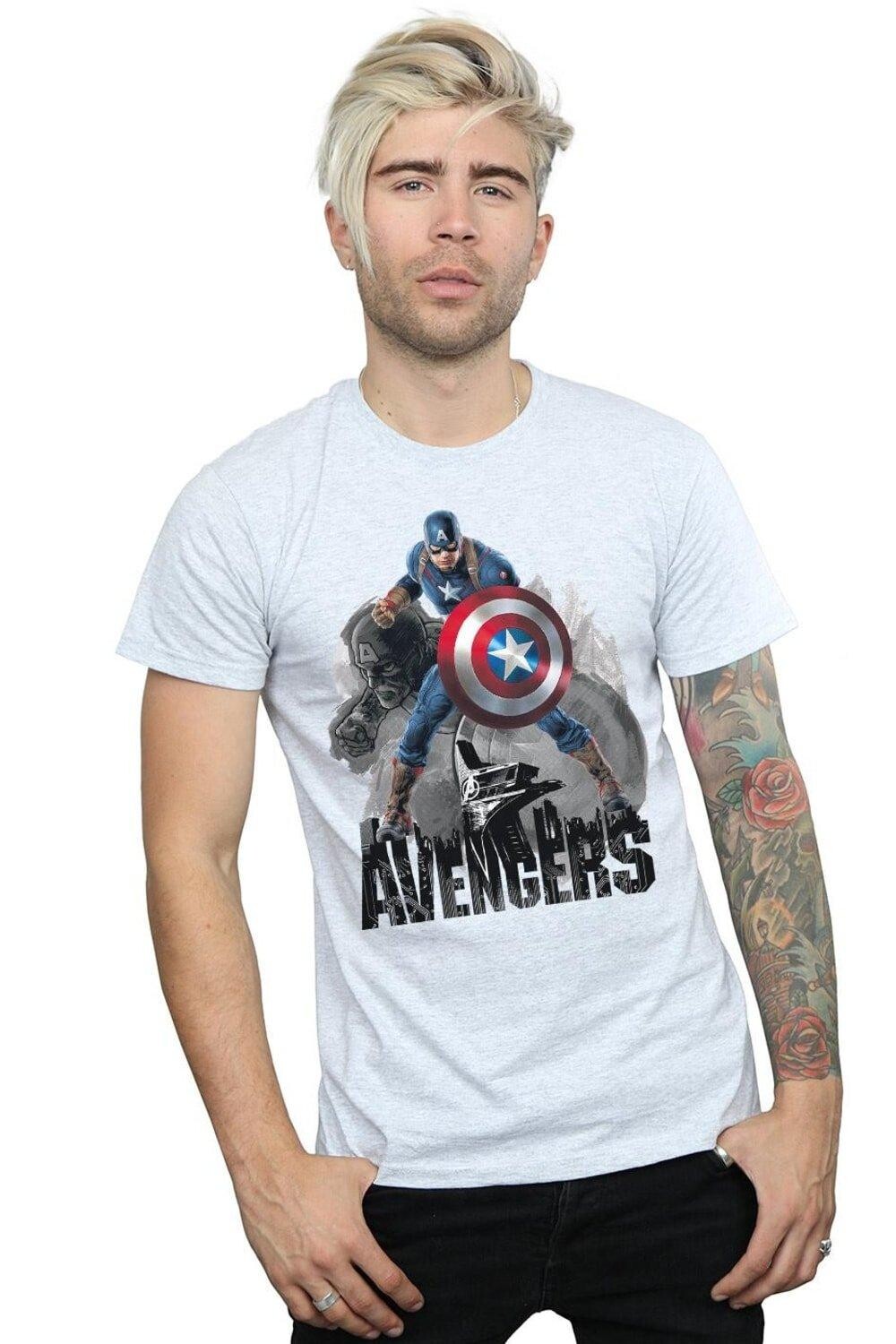 

Футболка с изображением Капитана Америки в позе действия Marvel, серый