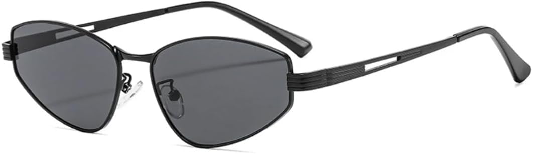 

Модные хипстерские солнцезащитные очки в многоугольной металлической оправе «кошачий глаз» для женщин и мужчин, роскошные, для поездок и путешествий, с защитой от УФ-излучения UV400 TVTBBVV, Black Gray