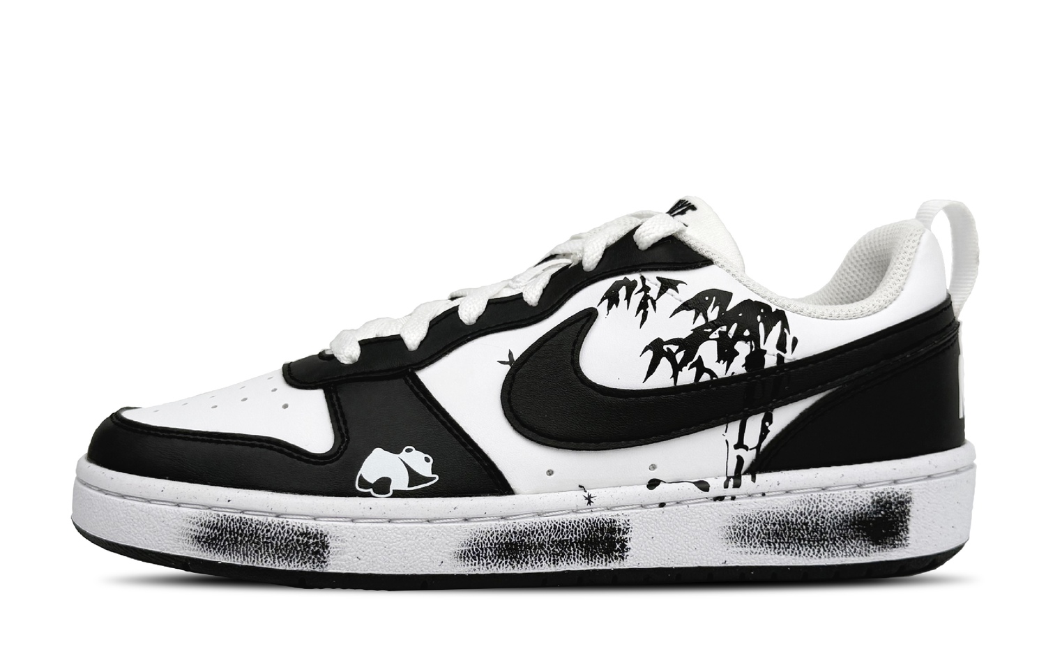 

Nike Кроссовки для скейтбординга Court Borough Effortless Panda нескользящие устойчивые к истиранию низкие детские Black