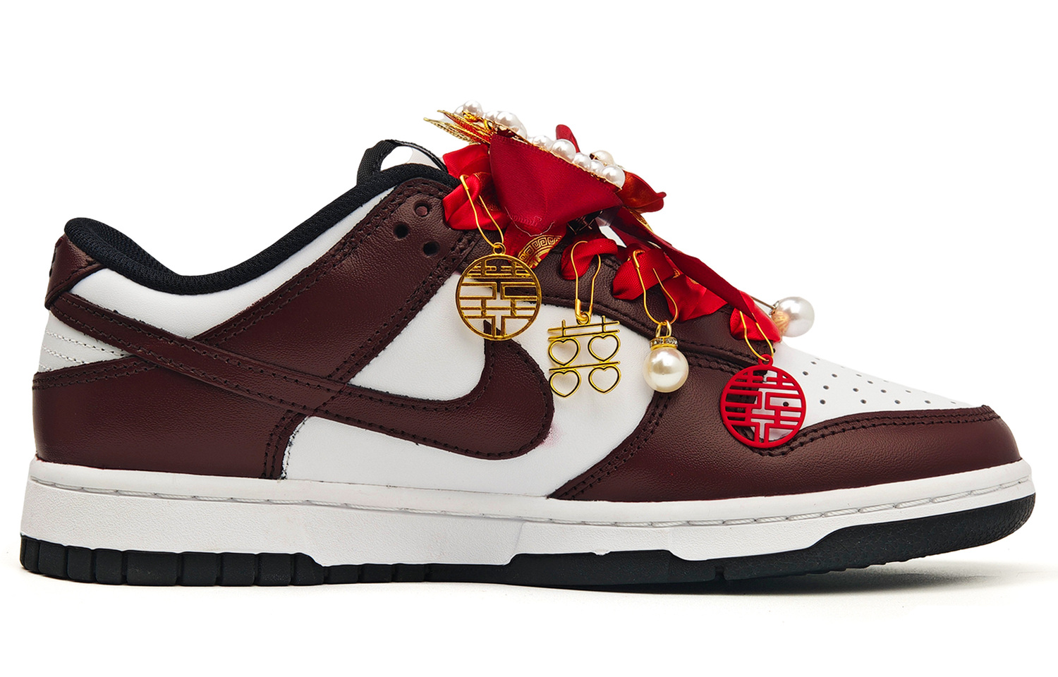 Nike Свадебные туфли Dunk, с эффектом трепета в сердце, модные, износостойкие, нескользящие, низкие, унисекс, красные — фото 4