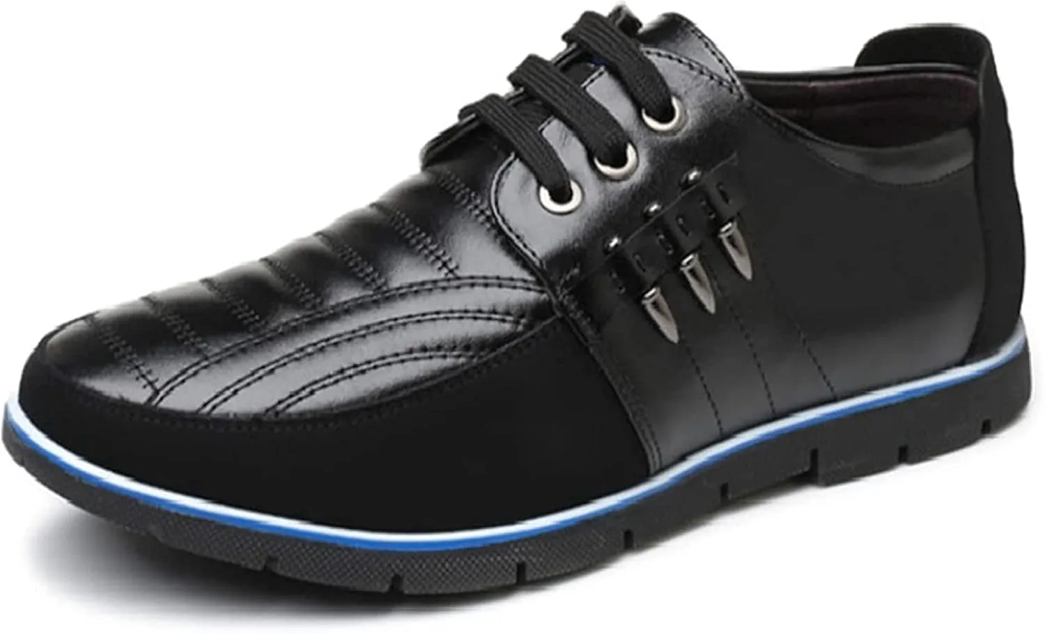 

Мужские деловые кожаные туфли Yiozoi, легкие, с нескользящей подошвой, низкие, с круглым носком, на шнуровке, плоские, для свадьбы и офиса, черный