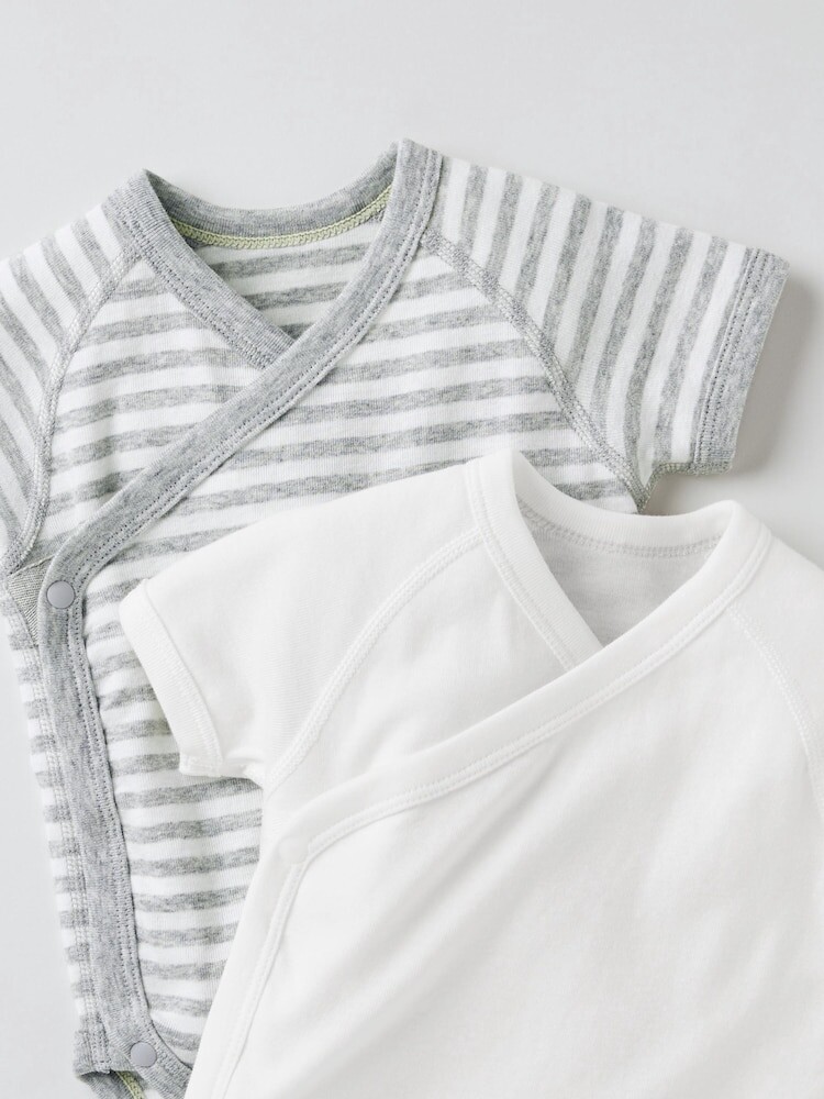 Боди для новорожденных с круглым вырезом и короткими рукавами Uniqlo, цвет 00 белый — фото 2