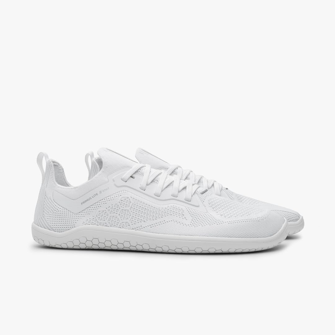 Мужские кроссовки для ходьбы Vivobarefoot Primus Lite Knit, Развивают силу, баланс и подвижность, Легкие для тренировок и бега, Широкая посадка, Гибкая вязка, белый — фото 4