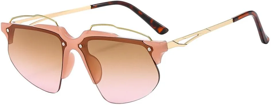 

Модные женские солнцезащитные очки в стиле ретро с градиентной металлической оправой без рамки, мужские очки для занятий спортом на открытом воздухе MTZJH, 6