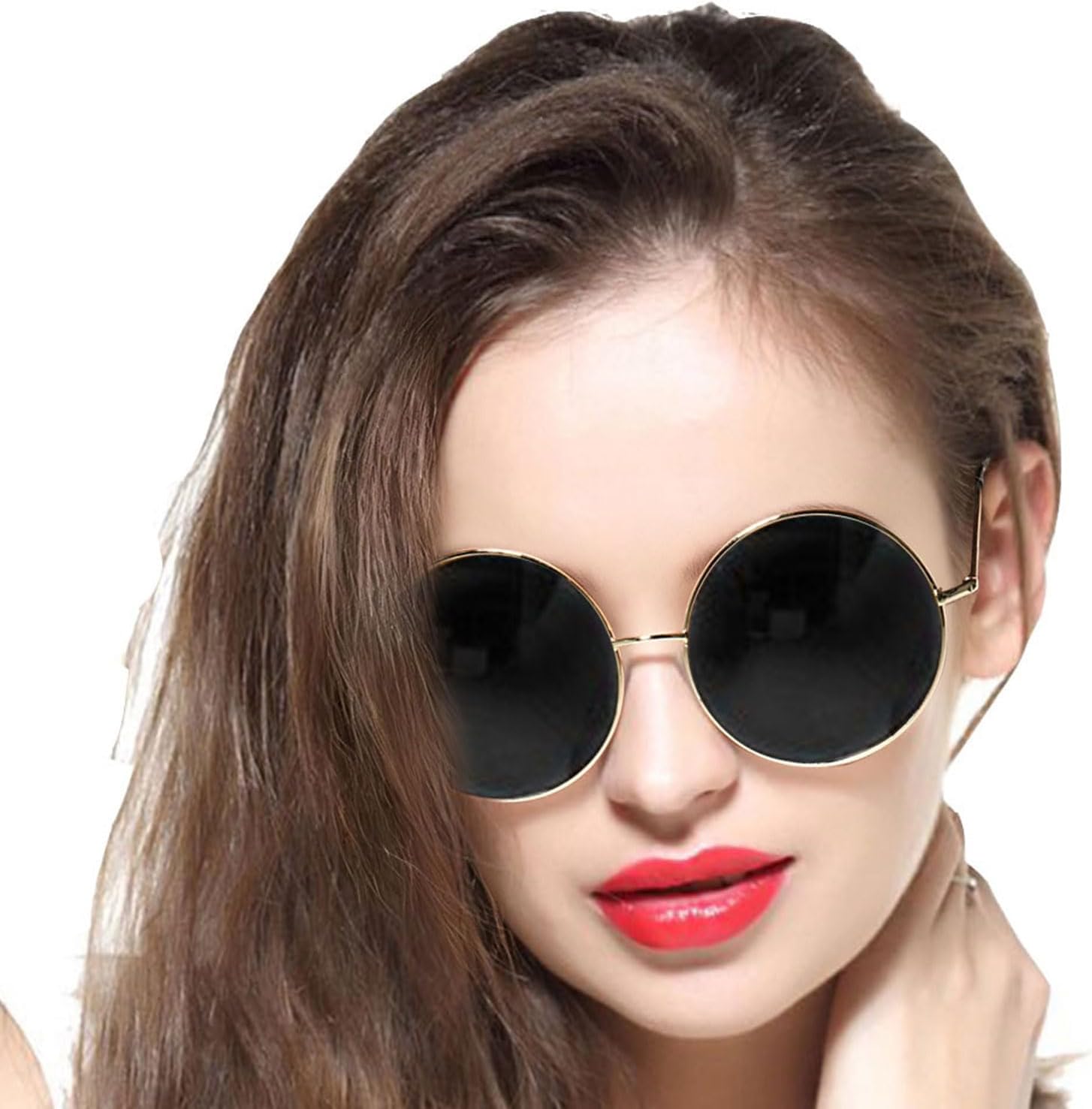 

Круглые солнцезащитные очки для женщин и мужчин, классические, увеличенного размера, с зеркальными линзами, в стиле хиппи, поляризованные, с металлической оправой GEELOOK, Chien Ash