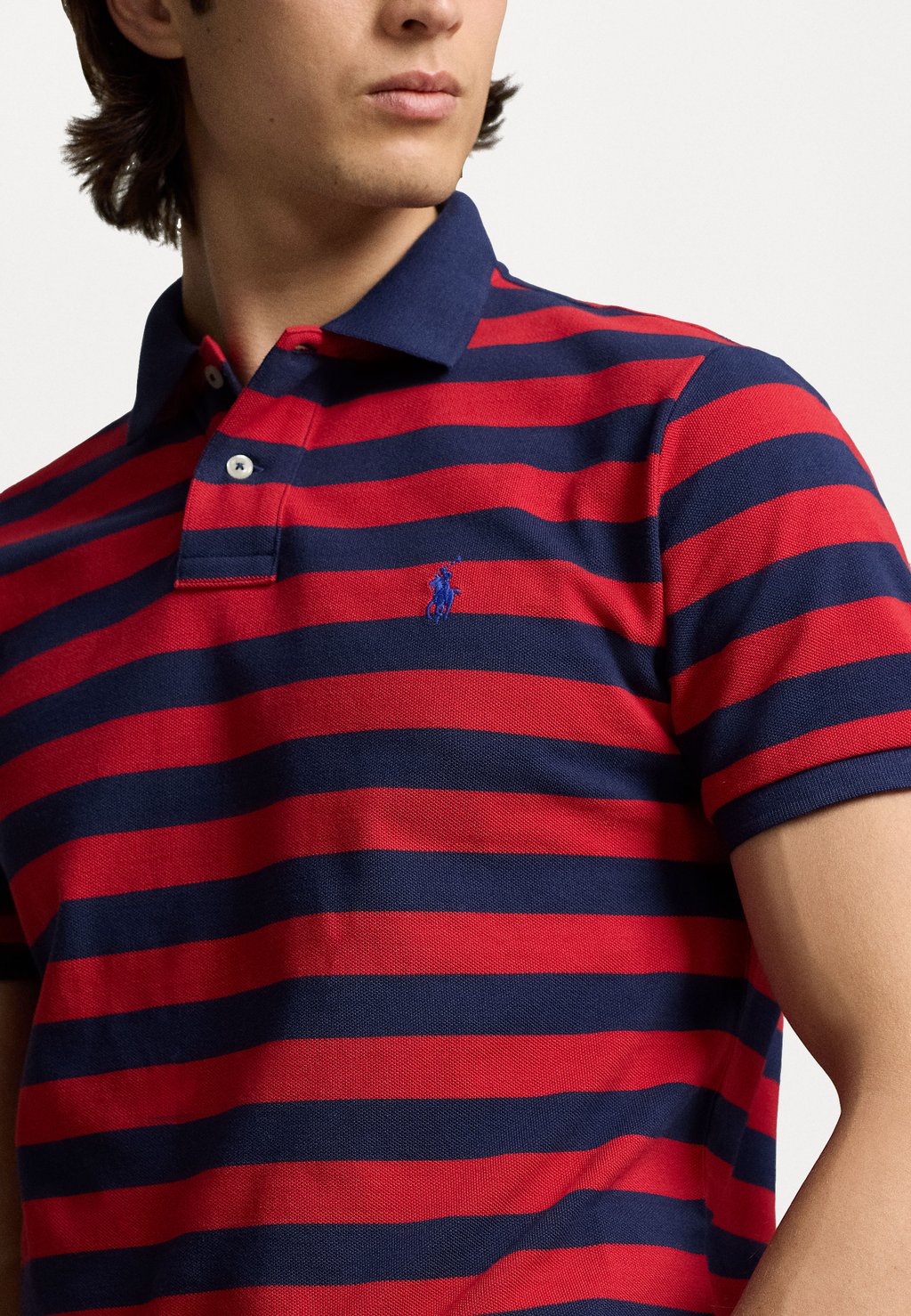 

Рубашка поло CUSTOM SLIM FIT STRIPED MESH POLO SHIRT Ralph Lauren, темно-красный