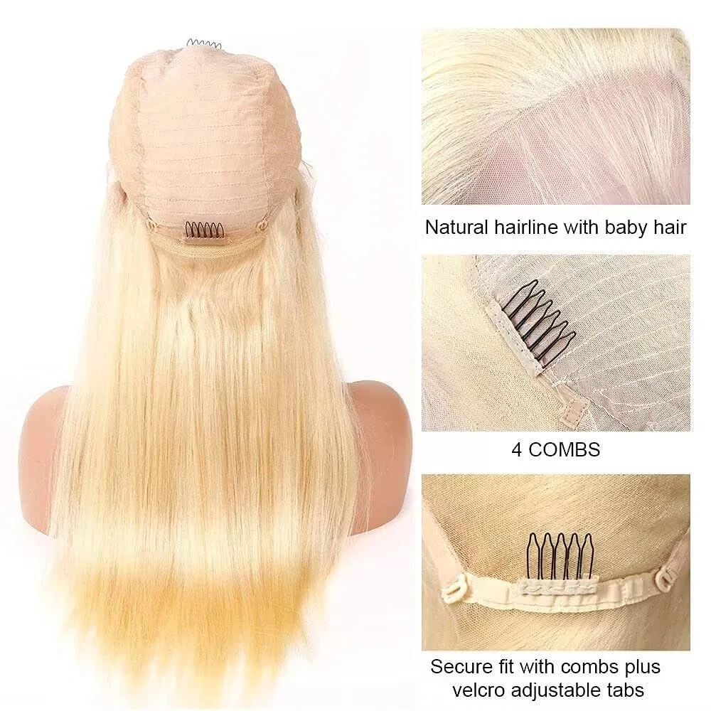 Блондинистый парик из натуральных волос 613, 13x4 Lace Frontal, 16 дюймов Classine, Blonde — фото 4