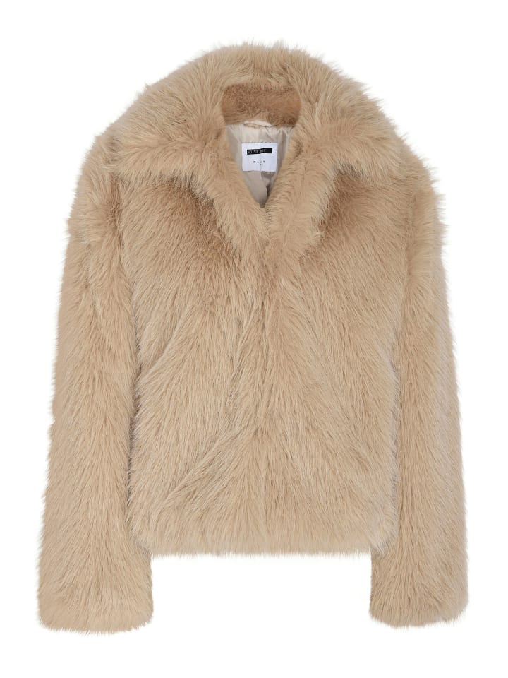 

Noisy may Теплая, стильная куртка из искусственного меха кремового цвета