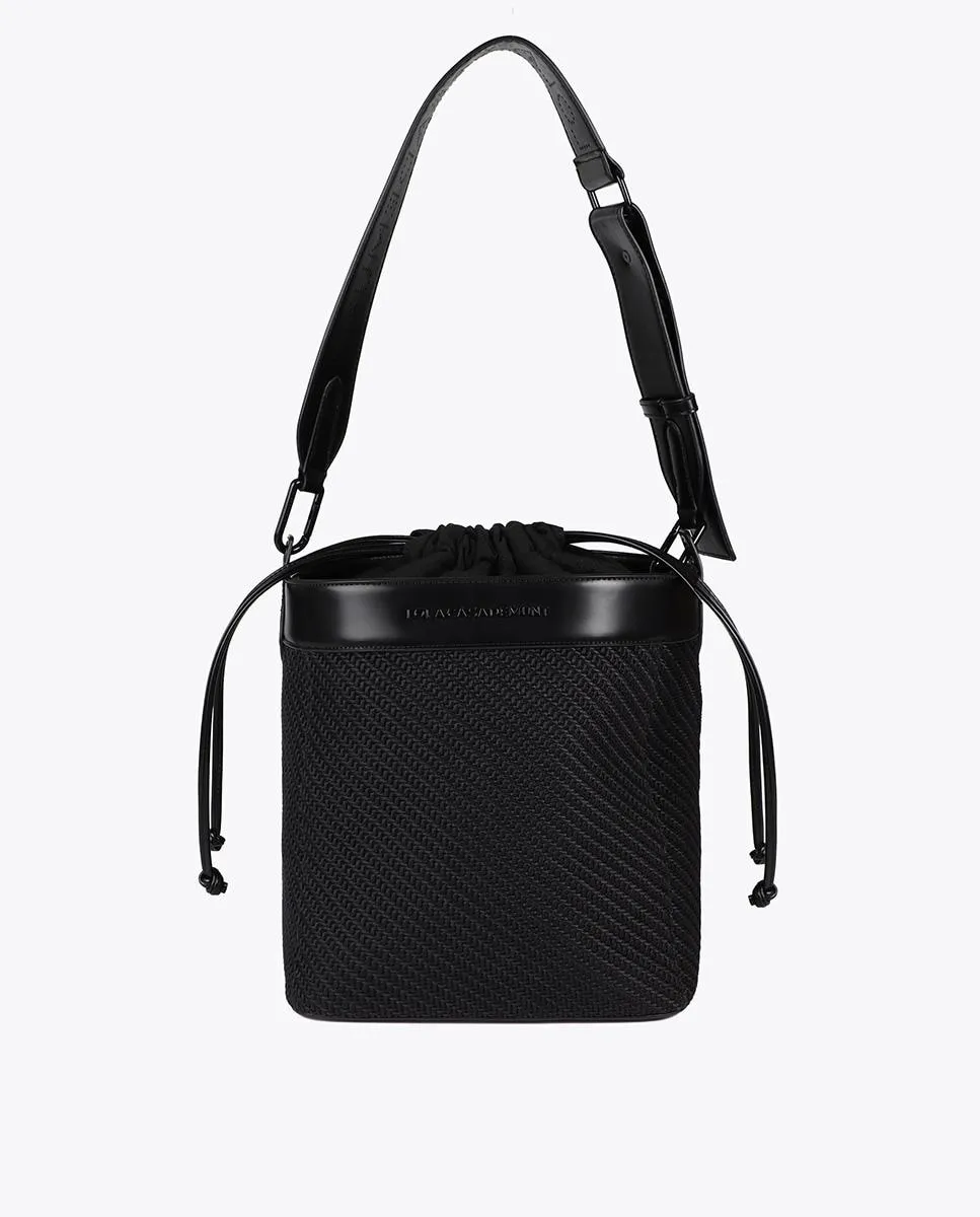 

Сумка-хобо через плечо с комбинированным эффектом ткани и кожи Lola Casademunt, черный