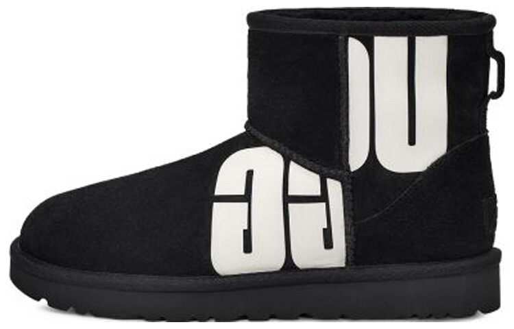 Угги женские UGG Mini Broken Logo, черный / белый