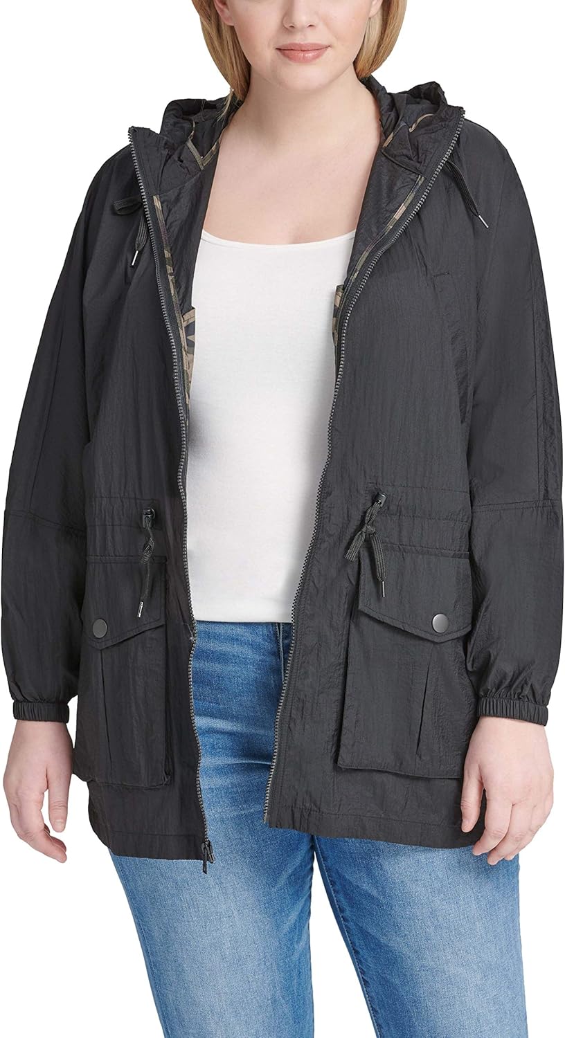 

Женская легкая ветровка Levi's с капюшоном и затяжкой на талии, черный