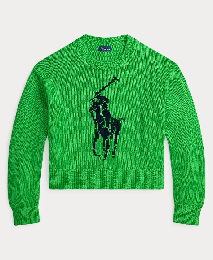 Женский свитер с круглым вырезом "Большой пони" Polo Ralph Lauren, palm зеленый — фото 3
