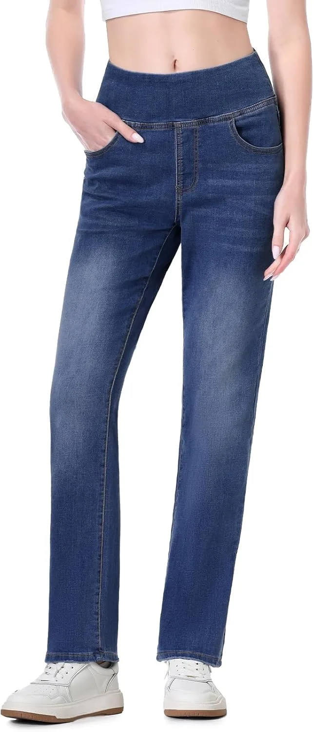 

Женские джинсы на резинке, высокие, эластичные, прямые, с расклешенным низом Chasehot