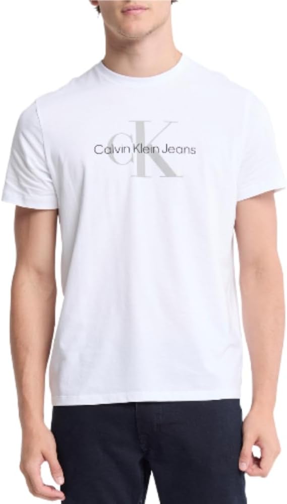 

Мужская футболка с круглым вырезом и монограммой Calvin Klein, Classic White