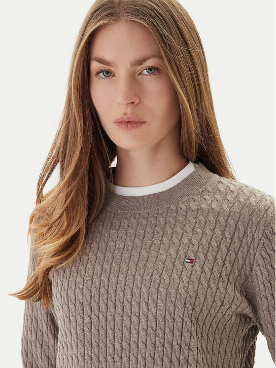 Свитер regular fit Fine WW0WW44993 Tommy Hilfiger, бежевый — фото 4