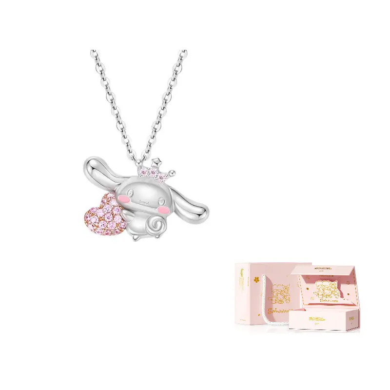 

S925 стерлинг сильвер колье на ключицу, Cinnamoroll кулон в подарочной коробке для девушек и женщин Sanrio