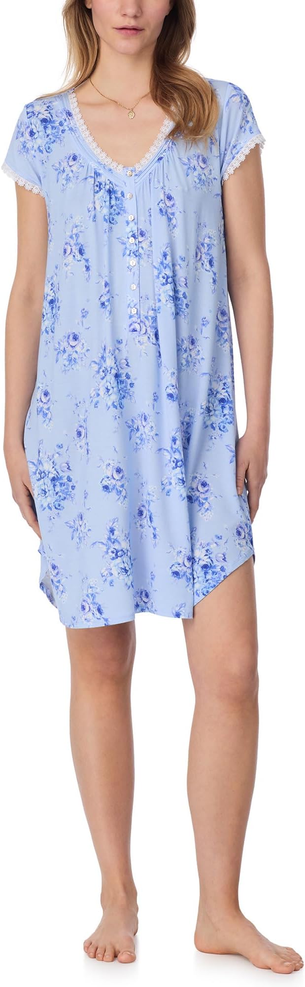 

Ночная рубашка Eileen West Short Cap Sleeve Sleepshirt, цвет Blue Ground Rose