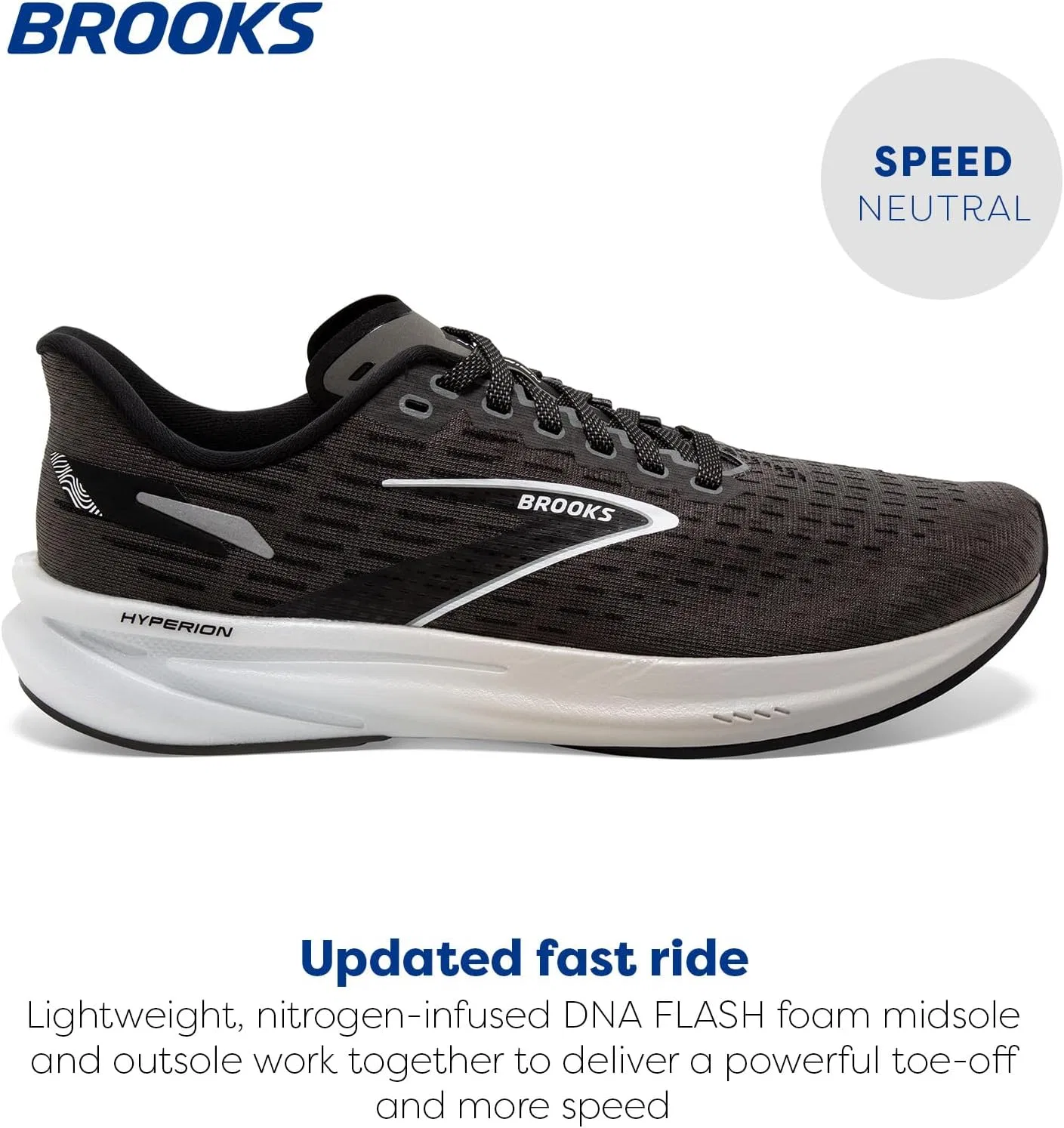 Мужские кроссовки Brooks Hyperion, Gunmetal Black White — фото 2