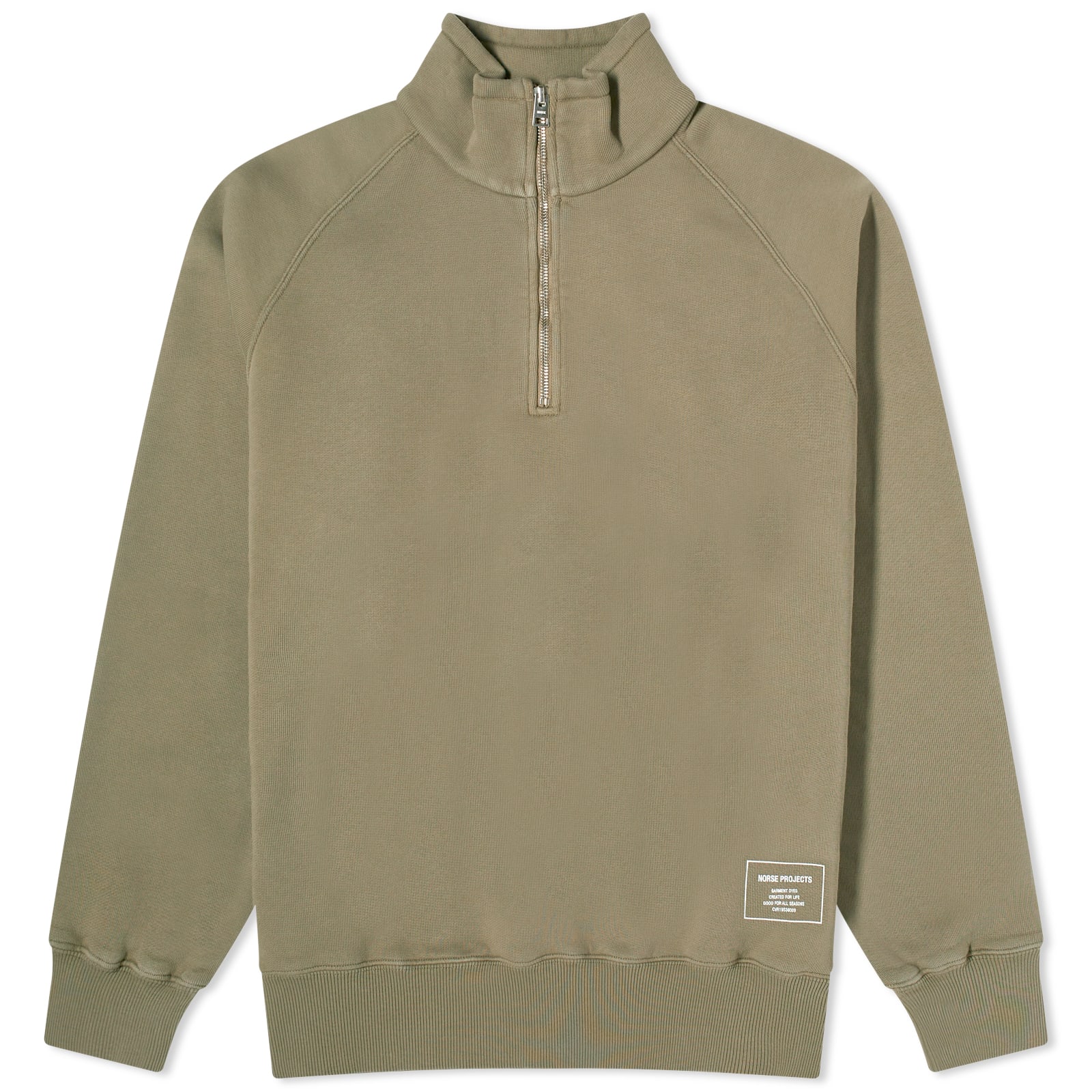 

Толстовка Norse Projects Marten Relaxed Raglan Half Zip Sweat, цвет Sediment Green