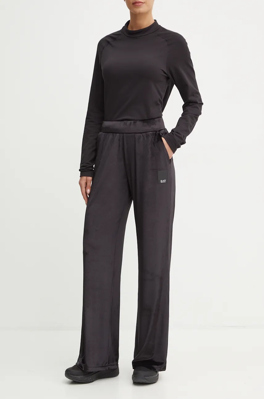

Бархатные брюки спортивного костюма EA7 Emporio Armani, черный