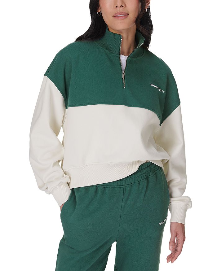 

Релакс худи с молнией и укороченным низом Revive Crop Sweaty Betty, зеленый
