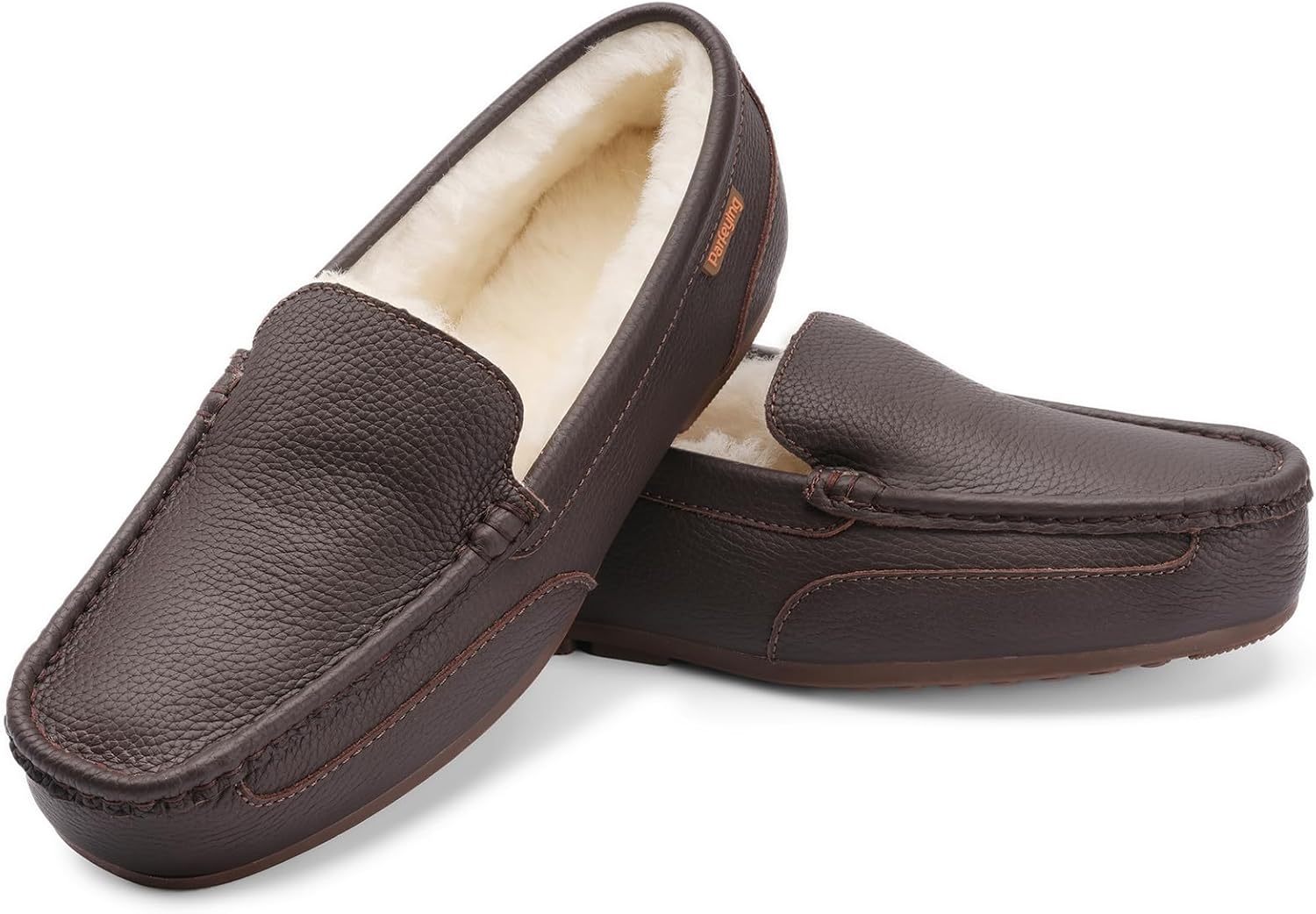 

Мужские тапочки Parfeying для дома и улицы из овчины с эффектом памяти, стиль обуви для вождения, Leather Cafe