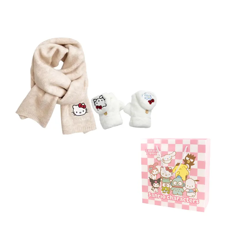 

Шарф вязаный Hello Kitty X Hello Kitty Unisex Sanrio, бежевый/белый