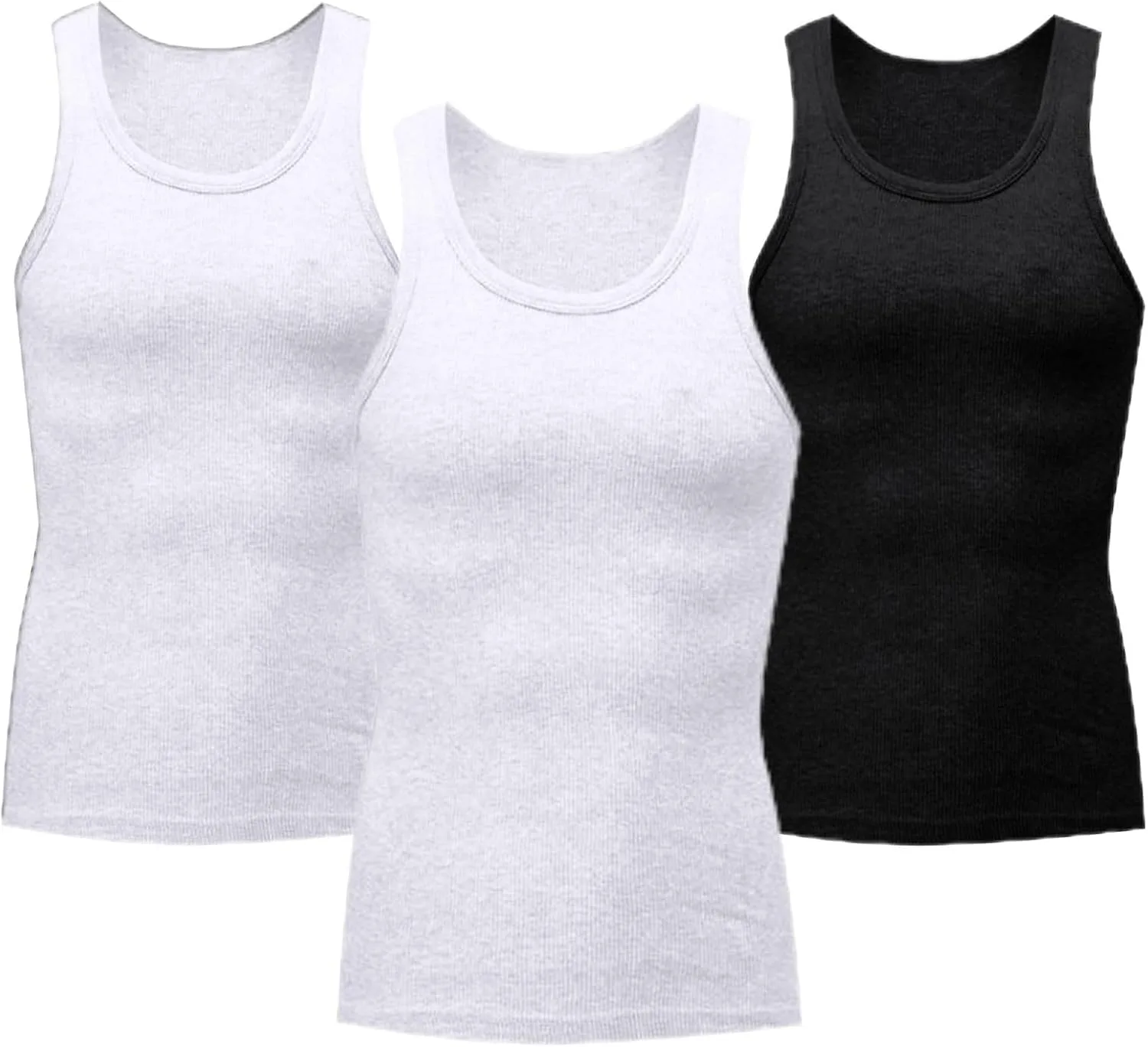 

Футболки-майки для мужчин 3 шт, классические ребристые, влагоотводящие