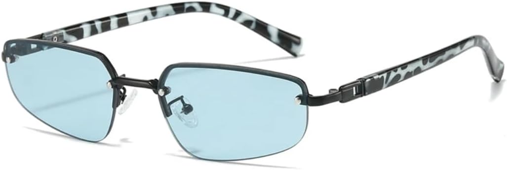 

Солнцезащитные очки с защитой UV400 | Без оправы, линзы «кошачий глаз», прозрачные линзы цвета «океан» | для женщин и мужчин, для занятий спортом на открытом воздухе и вождения DSVIGF, Black Light Blue